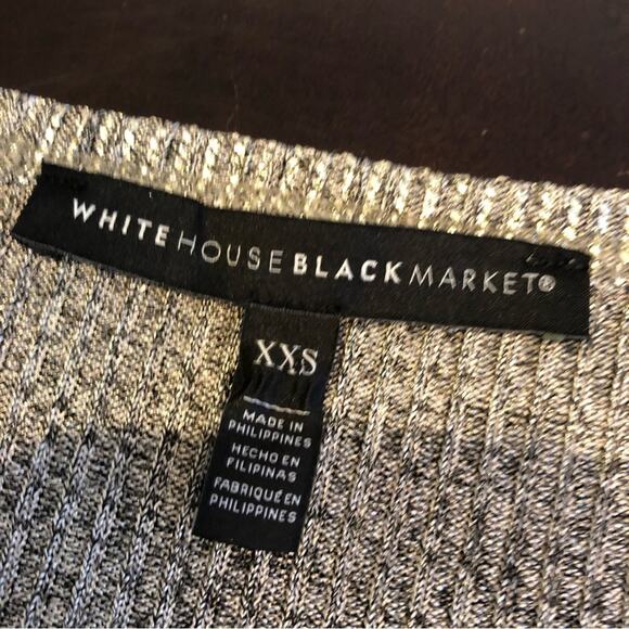 WHBM silver metallic flutter sleeve v neck top size Extra Extra Small XXS - Picture 10 of 14